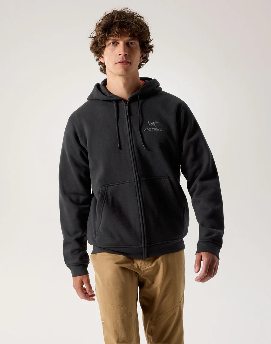 新品アークテリクス メンズエンブレムフリースフルジップフーディ 黒 M Arc'teryx アークテリクス エンブレム フリース フルジップ フーディ